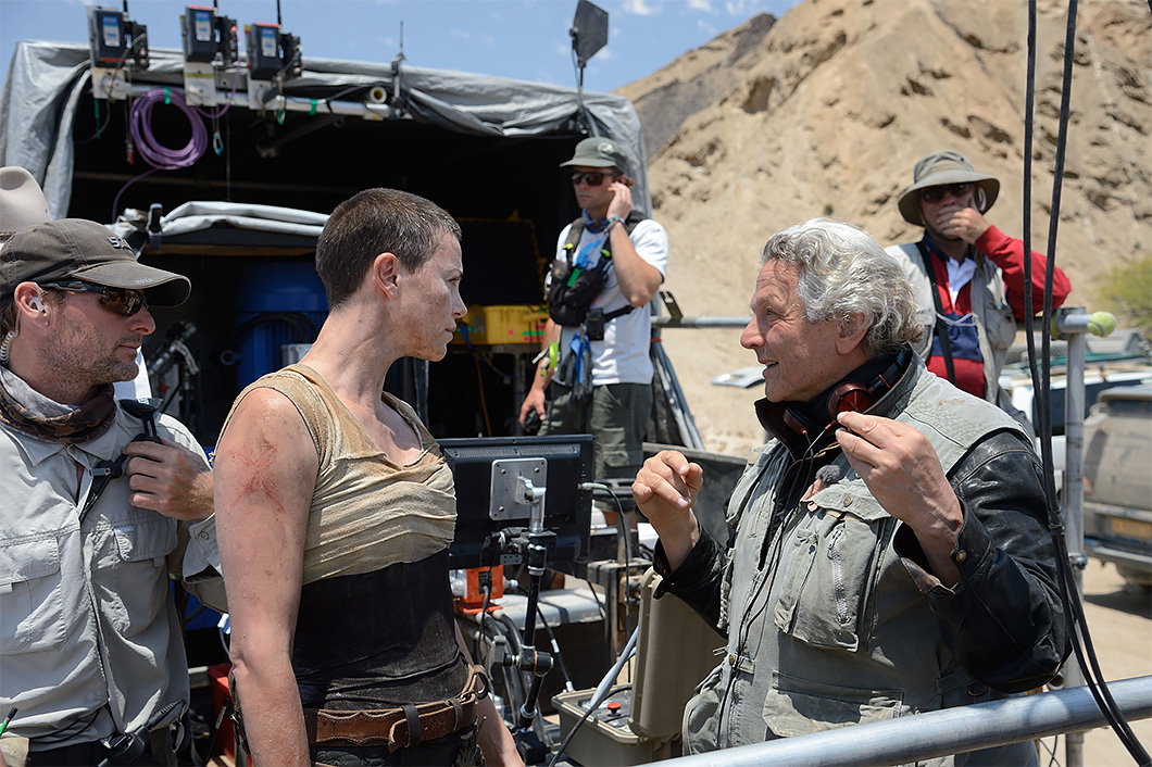 O diretor George Miller e Charlize Theron no set