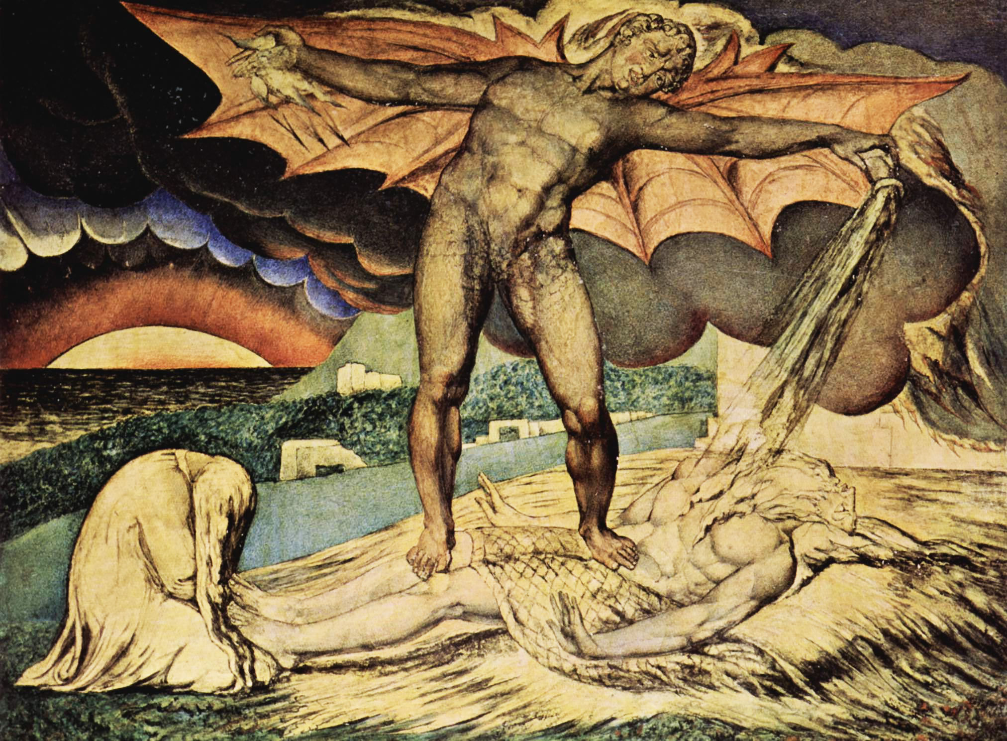 "Satã joga as pragas sobre Jó",  William Blake