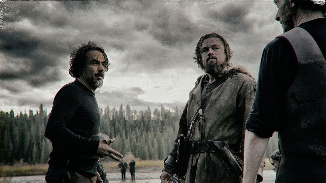 Iñárritu no set com Leonardo DiCaprio