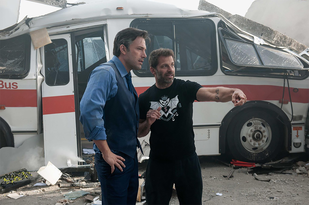Ben Affleck e Zack Snider no set