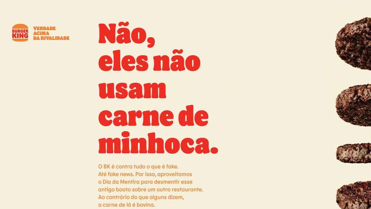 Capa - Burger King veicula anúncio em favor do McDonald’s para desmentir boato da carne de minhoca