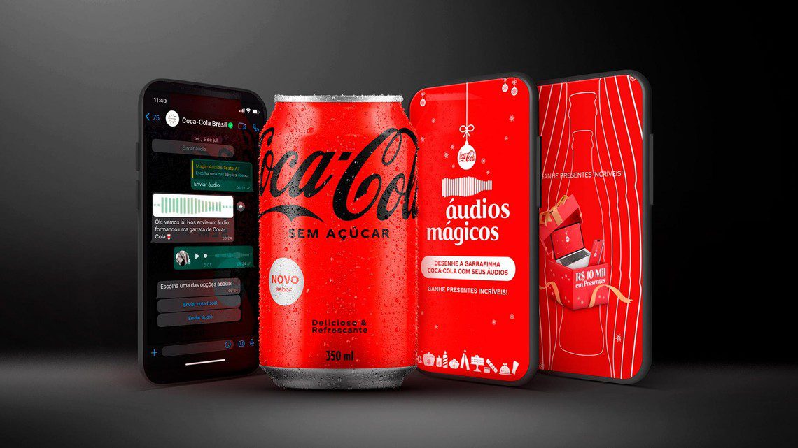 Capa - Coca-Cola Magic Audios: a figura icônica da marca desenhada por mensagens de áudio no WhatsApp