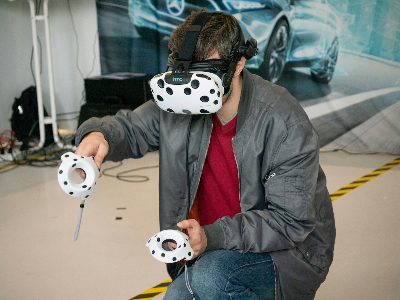  VR Headset, Clothing, Coat, Car, Transportation, Vehicle, Machine, Wheel