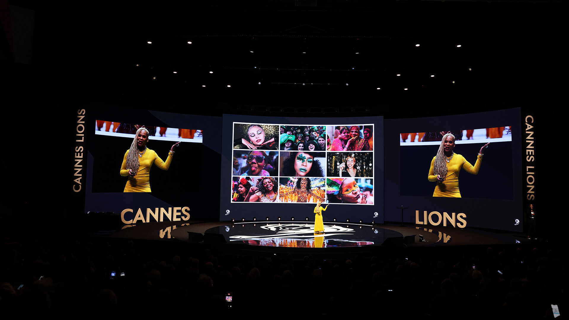  Stage, Electronics, Screen, Adult, FemAle, Person, Woman, Computer Hardware, hardware, monitor, People, Cinema, face, Head, Crowd, TV