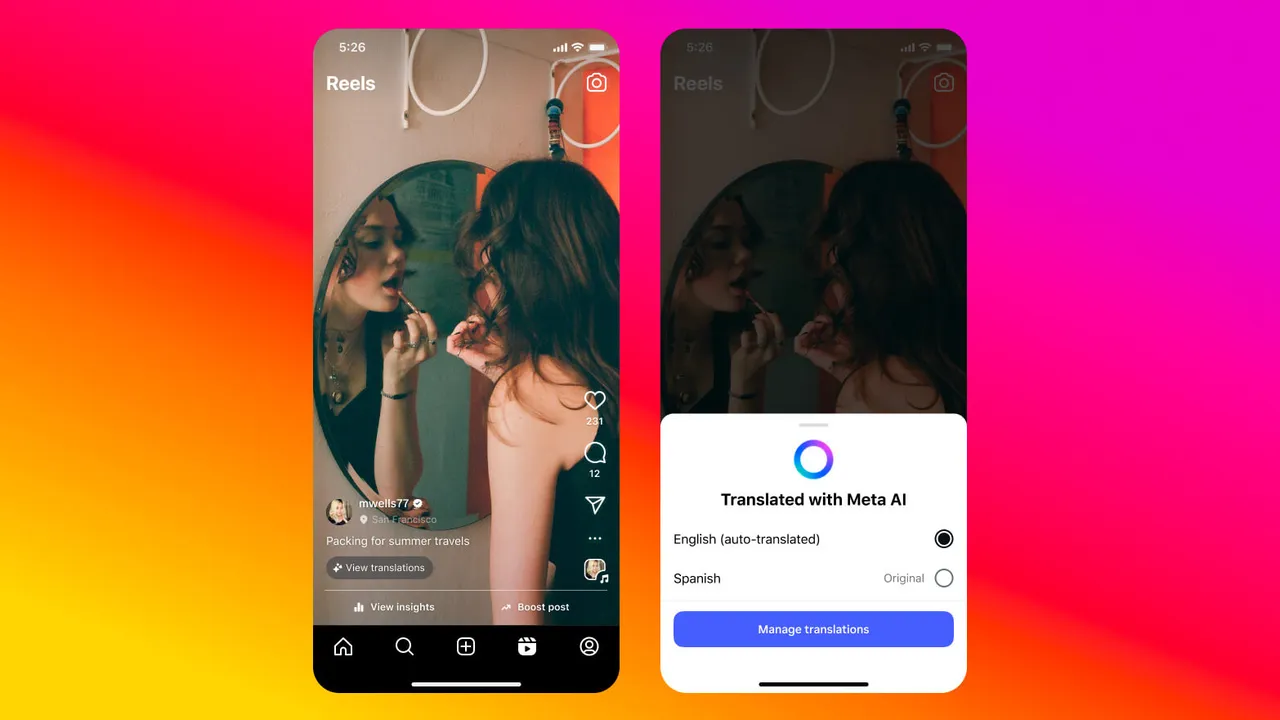 Capa - Meta lança dublagem com IA no Instagram e promete que você vai falar espanhol (com sua própria voz)